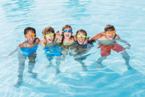 Kids playing in swimming pool