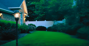 Nice back yard with lighting and fence