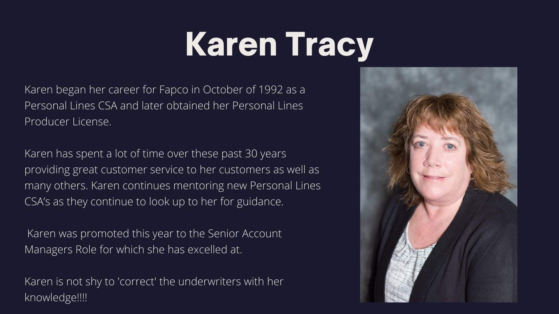 Karen Tracy 30 years